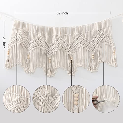 Galmaxs7 Macrame Valance Wall Hanging Boho Valance Window Treatments Valance 52" W X 21" H For Bedroom Living Room Kitchen Bathroom Wall Decor,1 Panel #TOP5