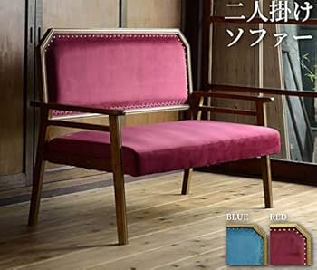 張替え済　ソファ　2人掛けソファ　古家具　アンティーク　昭和レトロ　大正浪漫 昭和レトロ ダブルソファ アンティーク ウィングチェア 2人 二人