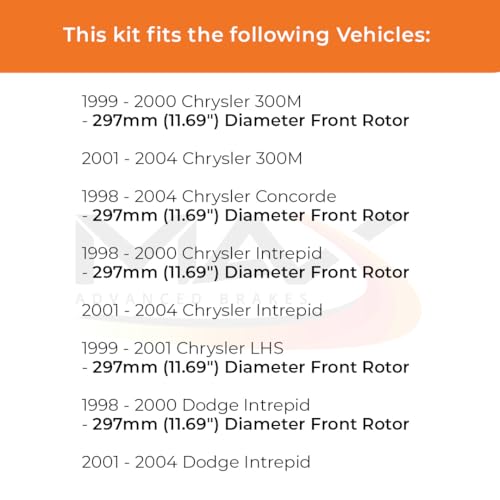 Image of Max Advanced Brakes Front & Rear Brake Kit Compatible With 1998-2002 2003 2004 Dodge Chrysler Intrepid 300M Concorde Replacement Premium OE Disc Brake Rotors and Ceramic Brake Pads