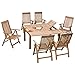 Produktbild gartenmoebel-einkauf Holz Garnitur COMODORO 7-teilig, 6X Klappsessel, 1x Ausziehtisch 100/150x150cm, Eukalyptus geölt. FSC®-Zertifiziert