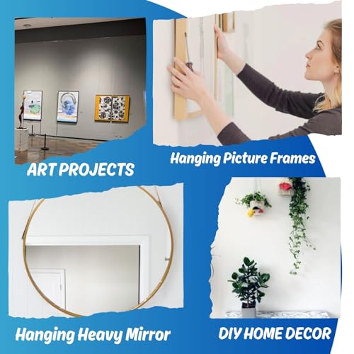 Image of 8Pcs 6.6FT Adjustable Heavy Duty Picture Hanging Wire, Double Carabiners Stainless Steel Wire Rope Hooks for Hanging Art Projects Mirrors Paintings Mirrors Lamps & More Holds Up to 66lbs