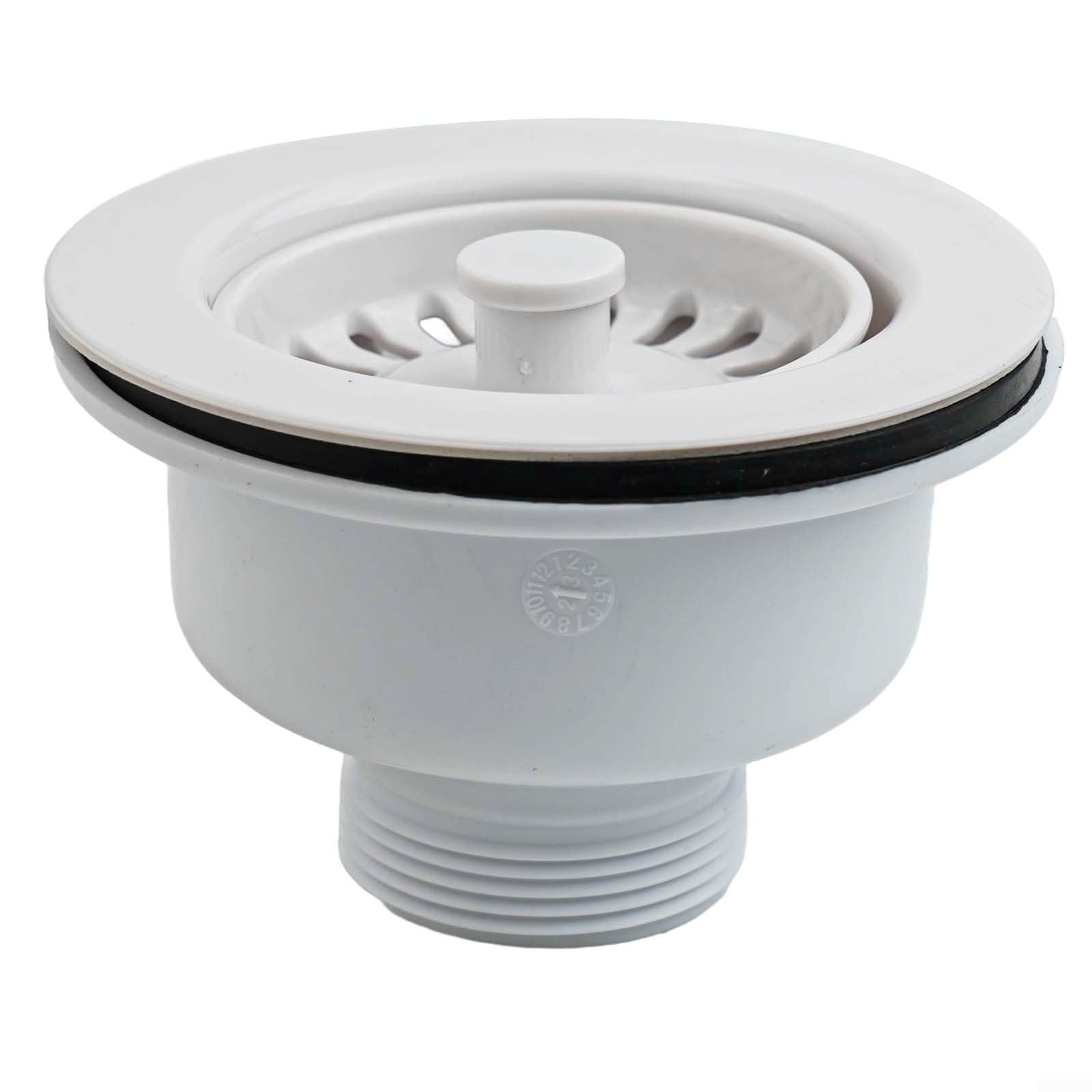 Kitchen Sink Strainer 114mm, Stainless Steel Basket Waste Kit with PP Flange for Standard Home Sinks, Fits 83-90mm Openings, White