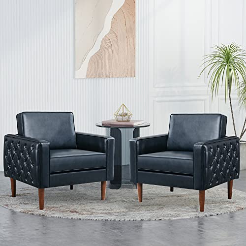 Sillón tapizado tufted azul moderno miniatura 1