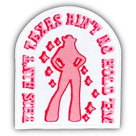 AAVEDGE Cowgirl Iron On Patches, Pink Funny Western Girl Embroidered Jeans Patches, This Ain't Texas Applique Emblem Sew On/Iron On Patch for Clothes, Clothing, Jackets, Jeans, Backpacks & Hats. Cover