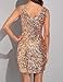 PrettyGuide Women Sexy Deep V Neck Sequin Glitter Bodycon Stretchy Mini Party Dress Gold M