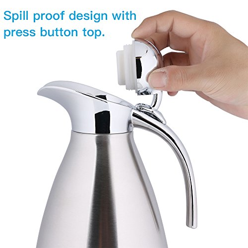 Luvan 2.0L 68oz Food-grade 304 Stainless Steel Thermal Carafe/Double Walled Vacuum Insulated Coffee Pot with Press Button Top,12+ Hrs Heat&Cold Retention,BPA Free,for Coffee,Tea,Beverage etc