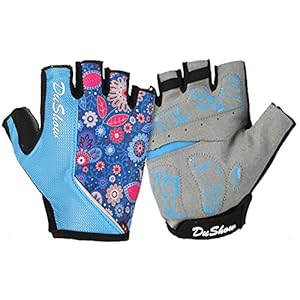 DuShow Cycling Gloves Women Half Finger Gel Padded Bike Gloves Anti-Slip Shock-Absorbing Fingerless Bicycle Short Gloves