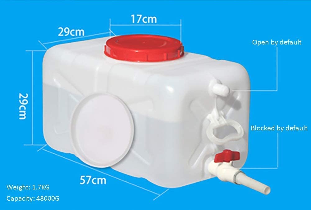 Pojemnik Na Wodę Duża Pojemność Plastiku Spożywczego Duży Poziomy Prostokątny Zbiornik Zagęszczony Zbiornik Zewnętrzny，Pokrywa Pojemnika Na Wodę Do Użytku Domowego Zbiornik Na Wodę Białą(50L)