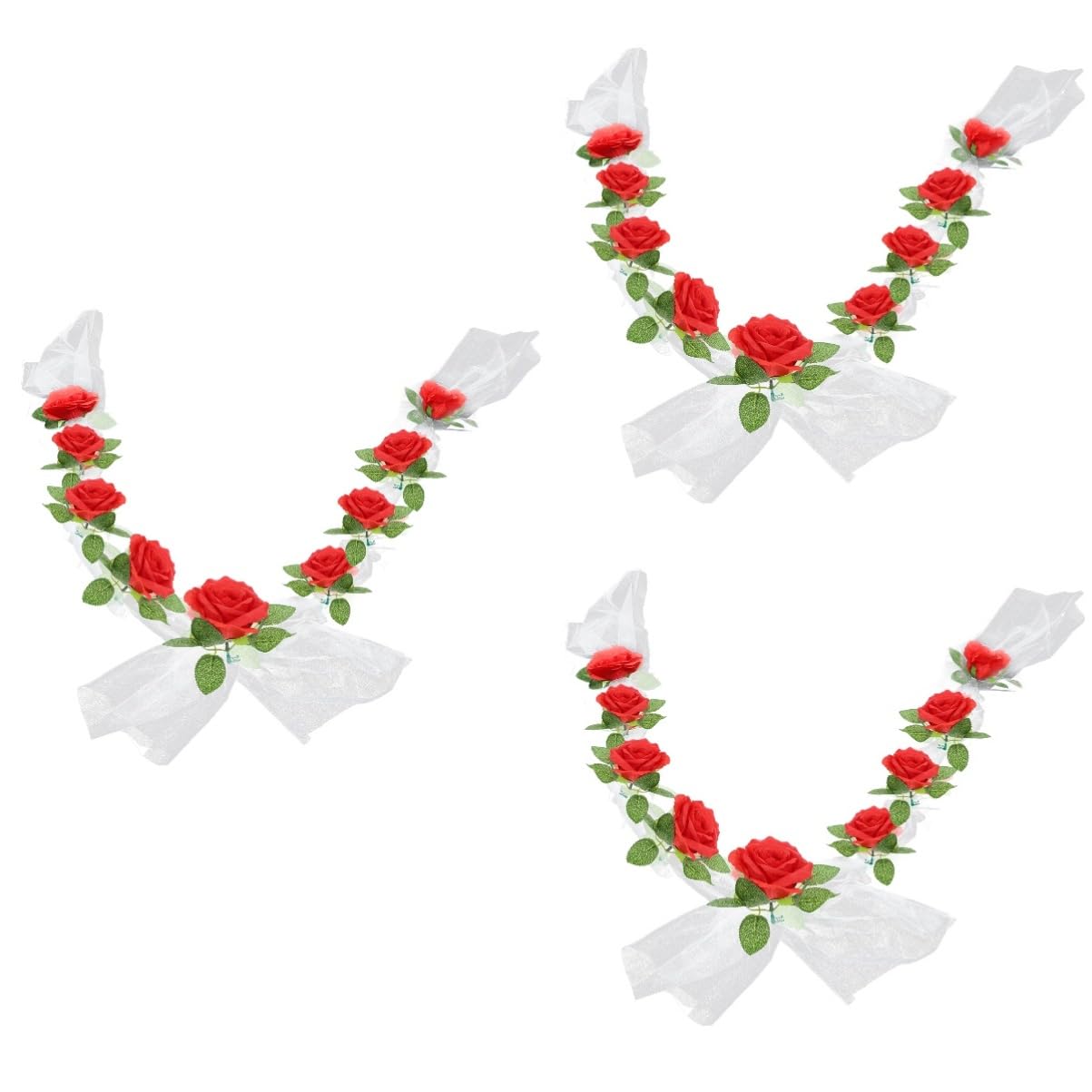 PRETYZOOM 3 Sätze Hochzeit Autogürtel Souvenir-Tulpen Party aufdecken Nachtlicht Buchung hochzeitsdeko Wedding Decoration hochzeitsdeco Rosen Blumengürtel Hochzeitsauto Seidentuch rot