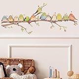 RoyoLam Cartoon Lovely Birds on The Branch Wall Stickers Nursery Wall Decals for Kid Removable Peel and Stick Wall Art Home Decor Decoration for Classroom Preschool Living Room Bedroom Bathroom