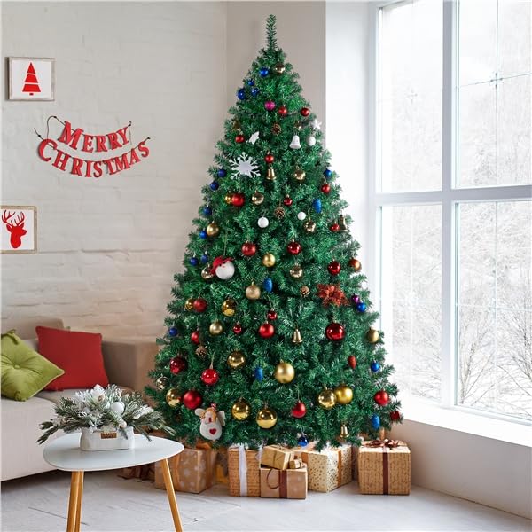 Yaheetech Albero di Natale 219 cm Artificiale Automatico Folto Realistico 1446 Rami Incernierati Supporto in Metallo Pieghevole Decorazioni per Casa Negozio