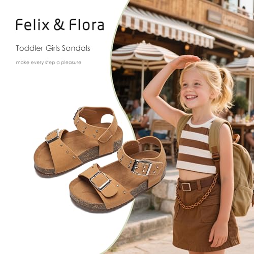 Felix & Flora Toddler Girls Sandals Flower Girl Cork Footbed Open Toe Comfort Princess Summer Flat Shoes4