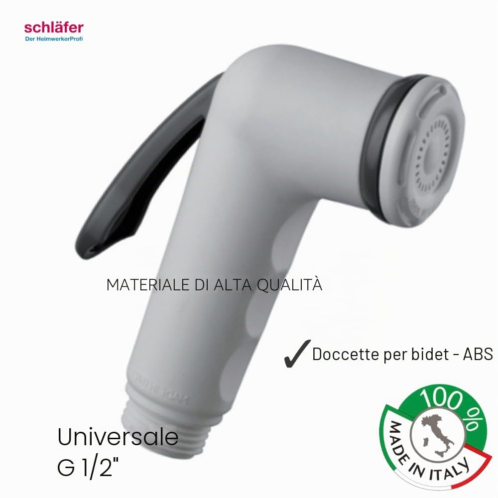 Schläfer 8117 | Doccetta per Bidet Universale, Doccino per Bidet Shut off in Abs, Doccino per Wc a Mano Bianco, Doccetta Igienica per Idroscopino