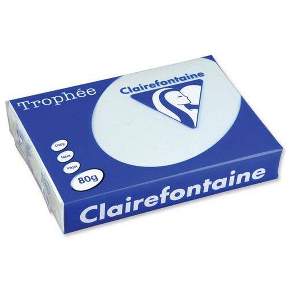 Clairefontaine 1971C - Ries papier do drukarek/kopiarek Trophee, pastelowe kolory, DIN A4, 80 g, 500 arkuszy, niebieski, 1 ryza