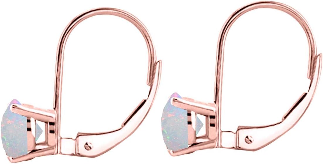 MauliJewels Earrings Women 0.8 Carat 6MM Round Gemstone Leverback Earrings Carat 14K Rose Gold 4-prong