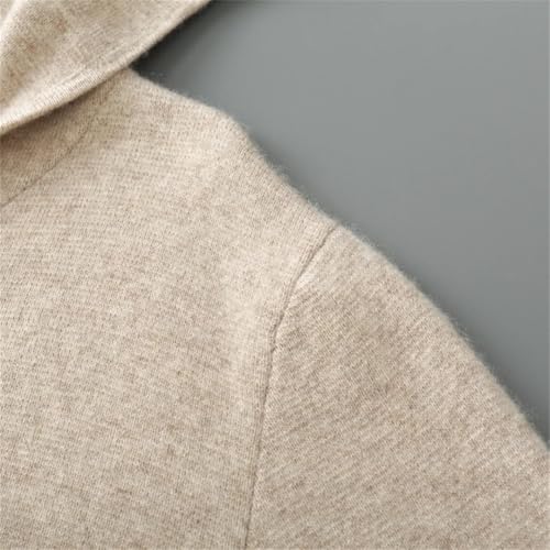 Hooded Sweater for Men Top with Zipper and Pocket Comfortable Knit Sweaters Wool Jumper Cardigan3