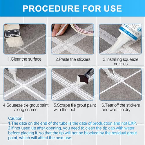 Image of 8Oz Clear Waterproof Caulk & Seal Silicone Sealant, Wadities Tile Grout Repair Kit with Grout Remove Scraper, Shrink & Crack Proof for Bathroom, Shower, Kitchen, Floor (4Oz, Pack of 2)