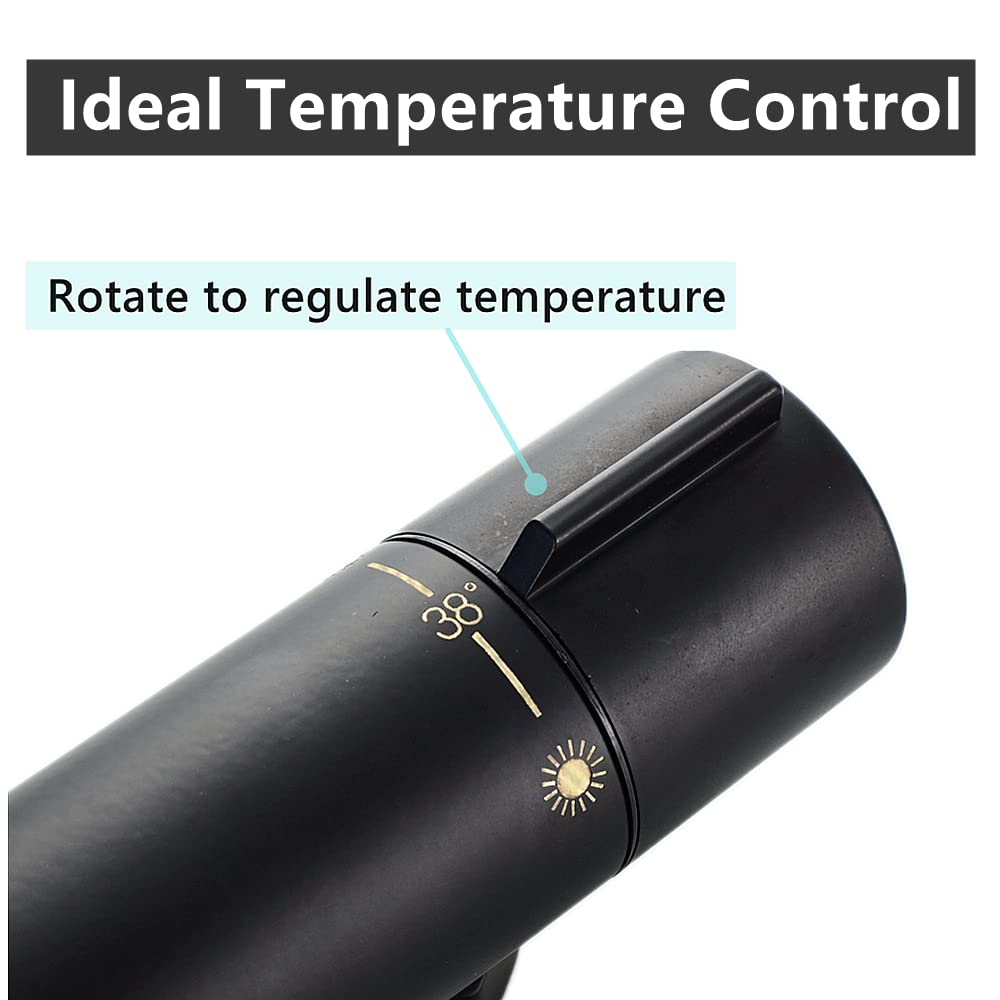 Termostatyczna bateria prysznicowa 38℃ czarna wanna prysznic górny termostat natryskowy dolny G 1/2 cala góra 3/10.2 cm BSP trzy wyjścia izolacja cieplna bateria prysznicowa mosiądz chromowany