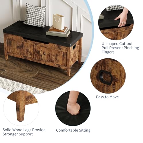 GAOMON Storage Bench, 39.4” Wooden Chest Storage Box with 2 Safety Hinges, Entryway Benches with Flip-Top, Large Trunk for Living Room, Bedroom, Easy Assembly