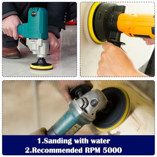 Image of 13PCS 4 Inch Diamond Polishing Pads Set, 5 /8''-11 Backer Pad, 50-8000 Grit Pads, Wet /Dry Granite Stone Polish Pad, Grinder Polishing Kit for Granite, Marble, Tile, Stone, Concrete, Quartz Countertop