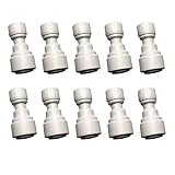 Malida 1/4inch Tube to 3/8inch Tube push fit straight quick connect for RO water system (10, I-TT-0203)