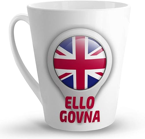 Makoroni - ELLO GOVNA Bandera británica, Inglaterra, Reino Unido - Taza de café de cerámica única de 12 onzas