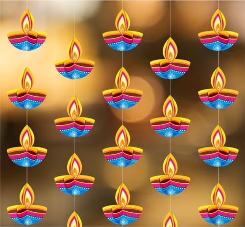 Image of 3D Deepak Frills Garland Series Pack of 4 | Paper Ladi Hanging Decoration for Diwali, Parties, Festivals, Birthday, Wedding, Home, Office, Shop & Temple Decor Items