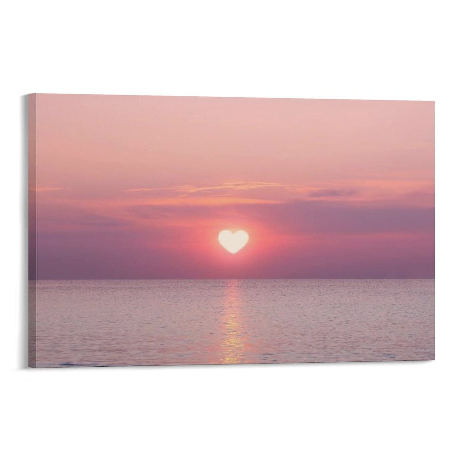 Amazon.co.jp: 素晴らしい絵画 ピンクハート 太陽 海 夕焼け 風景
