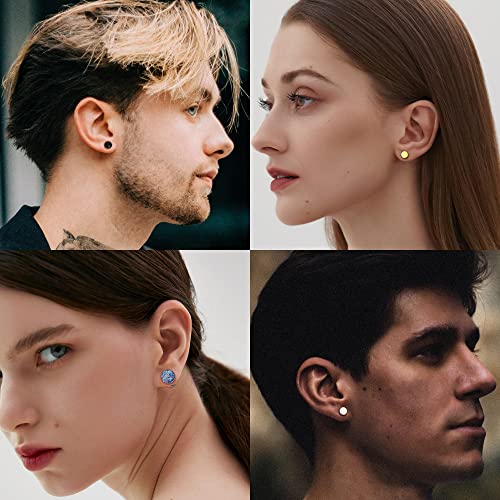 FIBO STEEL 16 Pairs Fake Gauge Earrings for Men Women Stainless Steel Stud Earrings Cheater Ear Plug Faux Gauges Earrings Ear Tunnel3