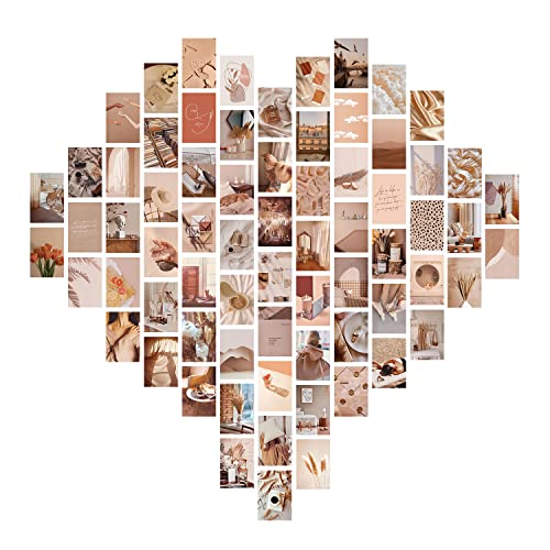 Wandcollage Set 70 Stück WandCollage Kit Beige Indie Room Décor Bildcollage Kit für Die Wand ästhetische Bilder Schlafsaal Raumdekoration (Stil 6) Cover
