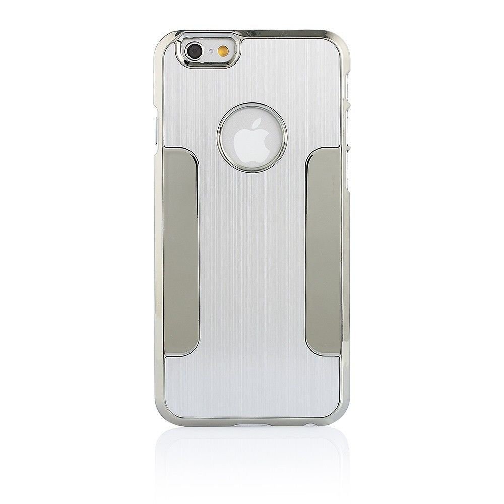 2010KHARDIO AE Luxury Steel Aluminum WD W/Chrome Snapon Hard Cover Case for iPhone 6 Plus 5.5" Silver