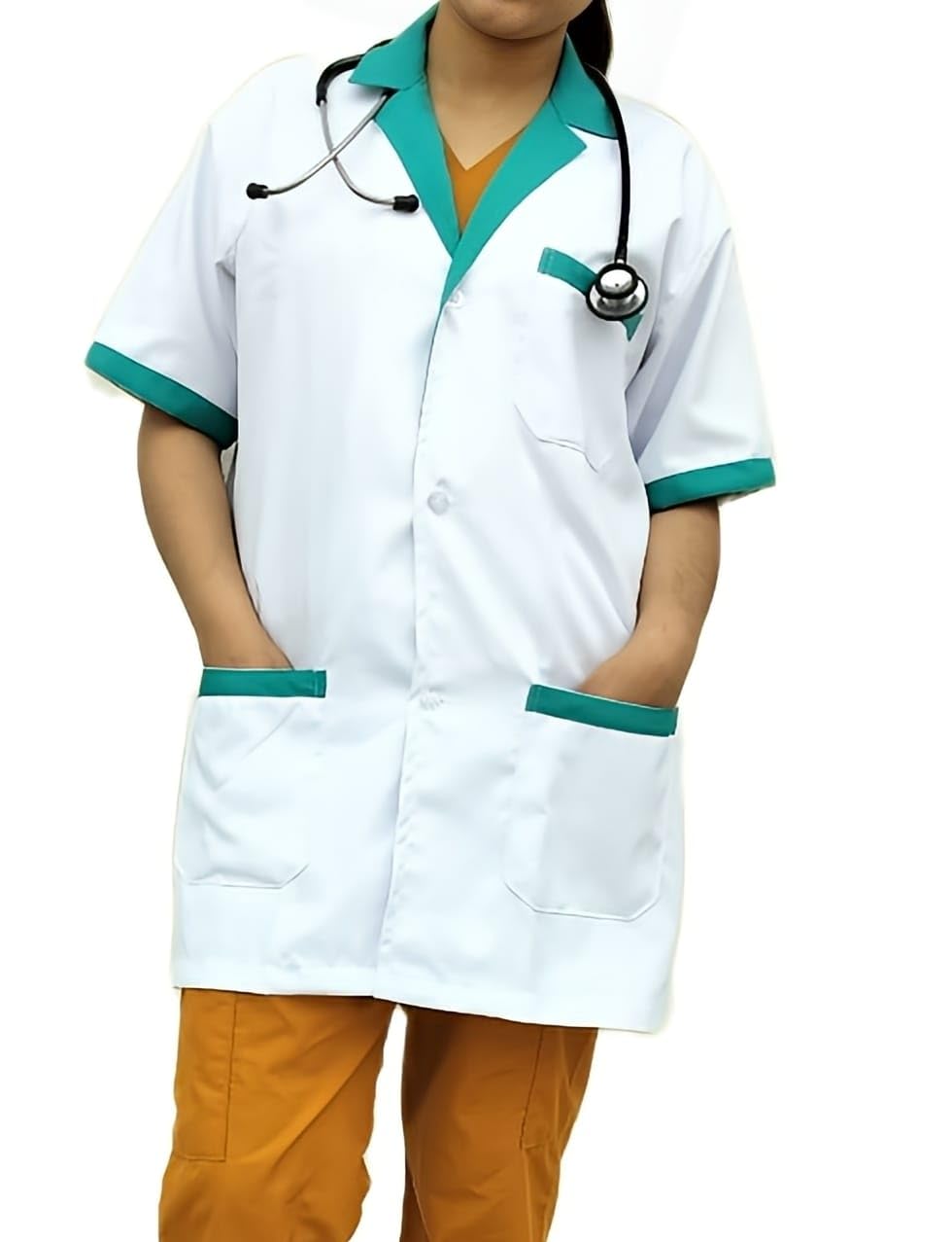 Hangerage Apron | Green Colar Apron | White apron | Half Sleeves Apron | Lab Coat Apron | Unisex | Comfortable | Professionals use (XL) (B0CS3PKNB7) Amazon Price History, Amazon Price Tracker