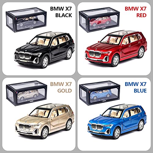 Image of Invite Enterprise Exclusive Alloy Metal 1:24 BMW X7 Model Car, Zinc Alloy Die-cast Toy Vehicles, Openable Doors, Music, Lights & Pull Back Toy Car with Sound & Light for Kids (BMW X7 SUV) - Multicolor