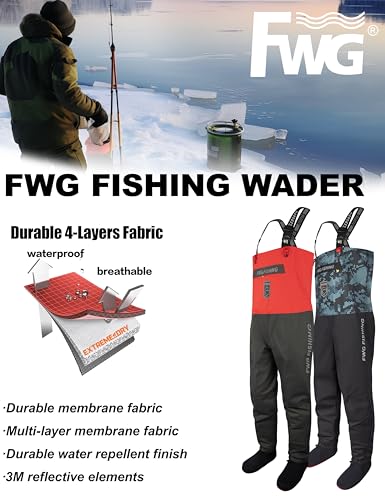 Image of FWG 3L-GORE PRO-TEX Fishing Waders for Men Waterproof Breathable Stockingfoot Chest Wader with Reinforced Knees & Pockets