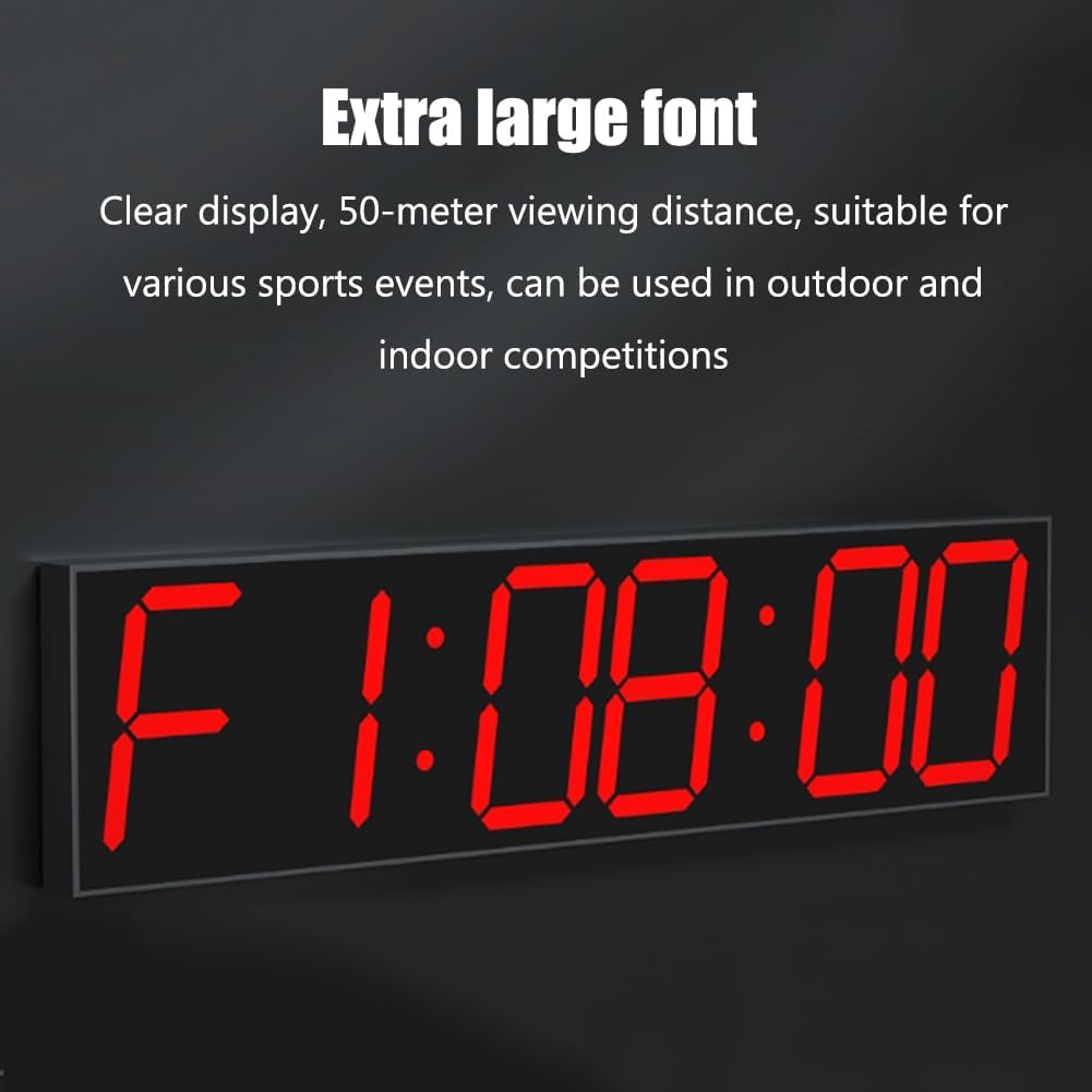Temporizador de Gimnasio, Reloj Digital con Temporizador de intervalos Grande, Distancia Visual de 50 Metros/Brillo Ajustable/Formato de Hora 12/24/modos múltiples/inducción automática, para Gimnasio