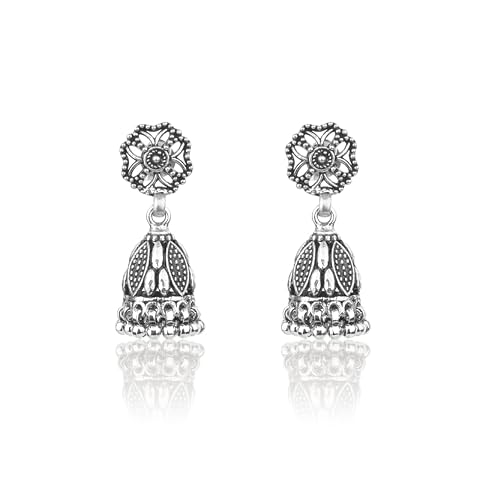 Silviya Oxidised Jhumka Earrings