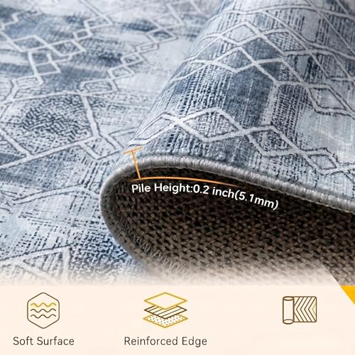 Image of Medallion Vintage Look Carpet for Living Room Bedroom Dining Room | Washable Area Rug with Non Slip TPR Backing | Modern Floor Carpet for Home(Design10-22x55 Inches)