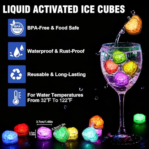 Cubos de hielo LED con luz, pack de 12 unidades miniatura 2