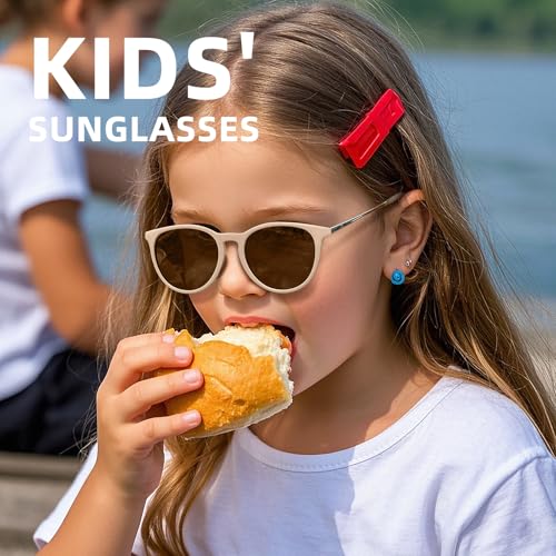 Image of SUNGAIT Junior Kids Polarized Sunglasses Vintage Round Children Shades for Girls & Boys 5-12 UV400 Protection