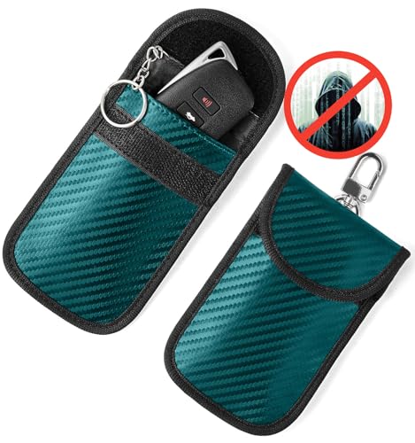 Vammcht Upgraded Faraday Bag for Key Fob (2 Pack), Premium Faraday Key Fob Protector– Car RFID Signal Blocking, Car Security Protection, Anti-Theft Pouch, Anti-Hacking Case Blocker Green
