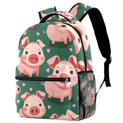 Sac à dos voyage avec porte-bouteille ergonomique pour enfant - Motif cochon rose
