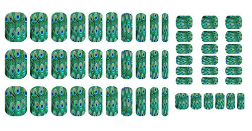 Peacock Collection (Feathers Nail Wrap Shield Green)
