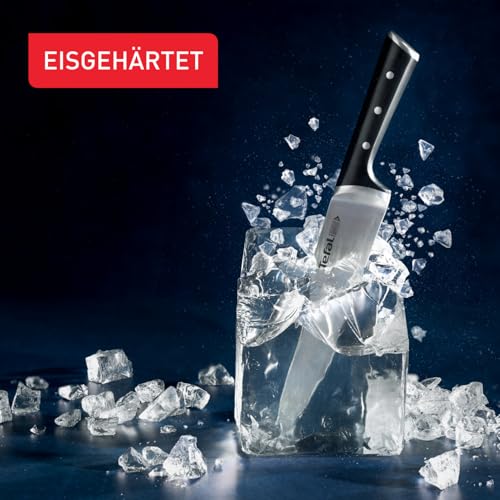 Tefal Ice Force Kochmesser, 20 cm Klinge, Korrosionsschutz, Handschutz, Edelstahl, schwarz. K23202