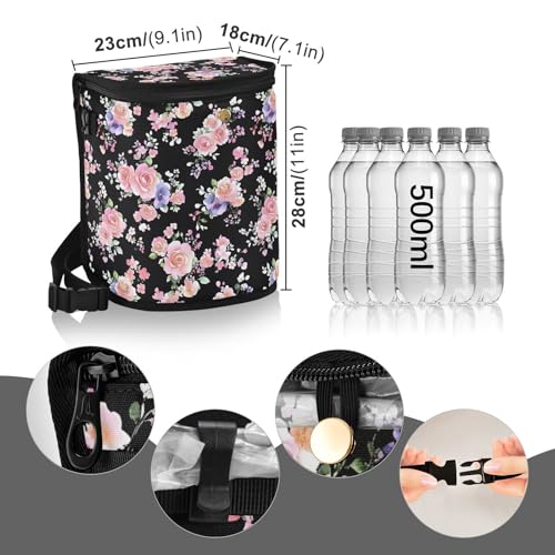 Image of MNSRUU Car Trash Can with Lid, Pink Sakura Car Trash Bag Hanging Car Organizers and Storage for Front Back Seat, Leak-Proof Car Trash Bin