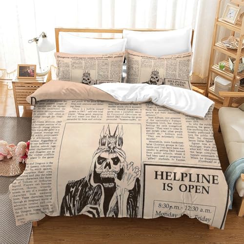 Housse de couette 3D imprimé crâne en microfibre supérieure king size 220x240