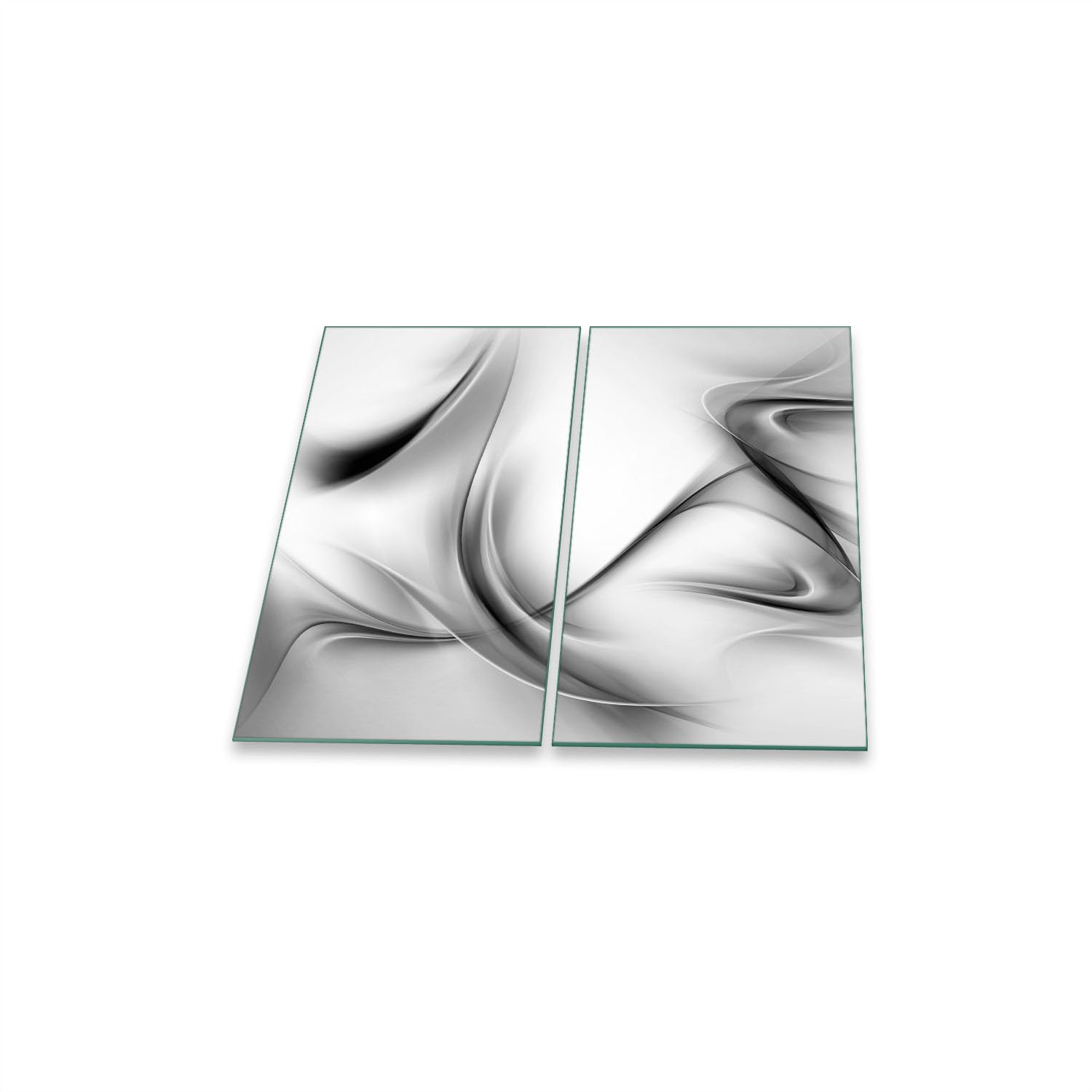 Herdabdeckplatte Abdeckung Ceranfeld Abdeckplatte Schneidebrett 2-Teilig 60x52 Abstraktion Grau Spritzschutz Glasplatte Ceranfeldabdeckung Schutz Herdschutz Sicherheitsglas Glasschneidebrett 2x30x52