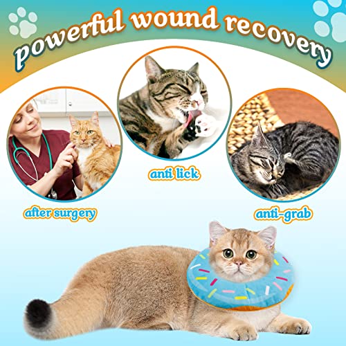 Image of Soft Cat Cone Collar, Adjustable Cat Recovery Collar, Cute Cat Neck Donut, Comfortable Protection Cone Collar Replacement Elizabeth Collar for Post-Surgery Kittens, Puppies and Small Dogs