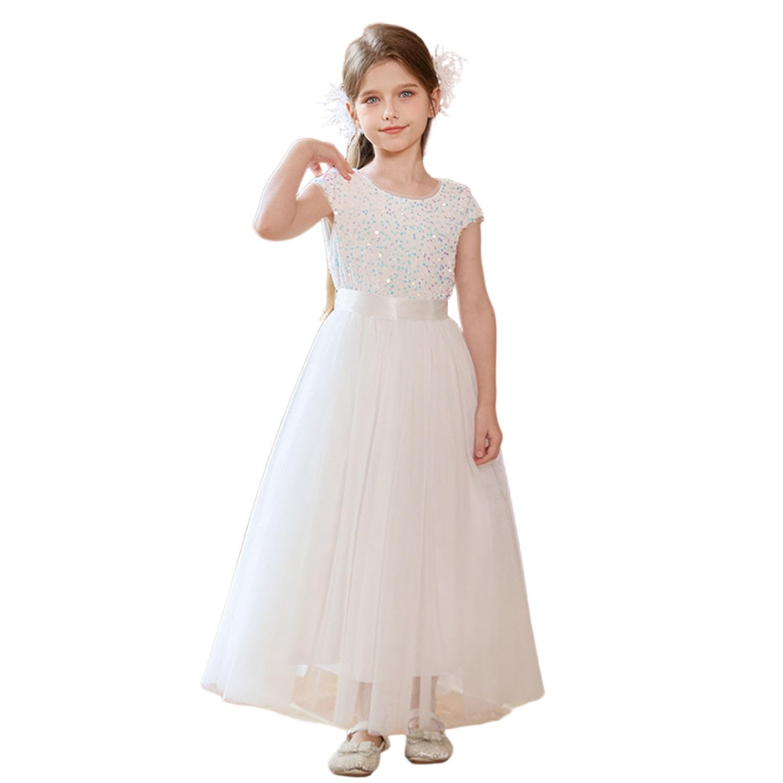 Elegantes Mädchen-Abendkleid für Aufführungen und Schönheitswettbewerbe: Tutu-Kleid mit Rock Schärpe