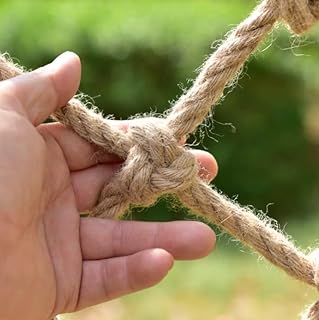 GEIRONV 1m Hemp Rope, Ceiling Restaurant Bar Protective Net Child Safety Net Stairs Garden Balcony Anti-Falling Decoration Net Protection Rope Net (Color : 8mm Rope, Size : 12 cm mesh)