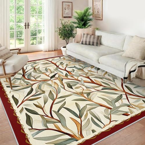 Tapis de salon feuillage botanique mince pour table à manger